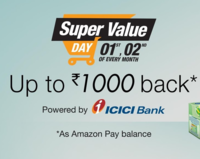 (Tips Included) Amazon.in Super Value Day 1st January, 2017 to 2nd January, 2017 - Rs.1050/- Back as Amazon Pay Balance