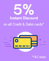Get 5% Instant Discount on All Credit and Debit cards
