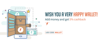 Freecharge 5% cashback on Add money