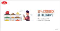 Transact at Haldiram outlets using Freecharge Wallet & Get 50% Cashback