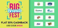 Grofers Big Brands Fest: Flat 30% Cashback on Selected brands