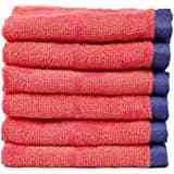 Trident 425 GSM Floral Collection Face Towel, 8 Pcs pack, Blue & Red (Baby wash cloths)