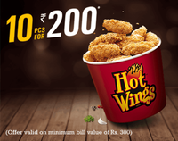 KFC - Get 10 pcs of Hot Wings for only Rs 200