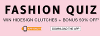 Fashion Quiz : 20 free Hidesign Clutches & extra 50% off promocode (Valid on Amazon app)
