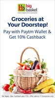 10% cashback + 20% discount on first transaction with Paytm at Bigbasket