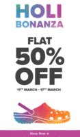 Flat 50% off on Crocs Footwear from 11th - 17th march