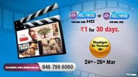 Videocon d2h Khushiyon Ka Weekend Offer - D2h Hollywood SD/HD @₹1/- For 30 Days