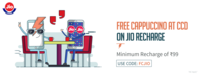 Free Cappuccino at CCD on JIO Recharge