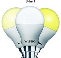 Loot: Wipro Garnet Base B22 9-Watt LED Bulb (3 colours changing bulb) - Pack of 4