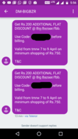 big bazar Rs.200 FLAT on Rs.750 [account specific]