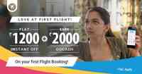 Flat INR 1200 instant off and earn 2000 Gocash for New Customers on first domestic flight booking