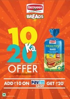 Britannia Healthy Slice 10 ka 20 Offer-Add Rs 10 on Paytm & Get Rs 20