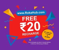 Rokahub-Get Rs.20 Recharge FREE on recharge of Mobile/DTH for minimum Rs.50