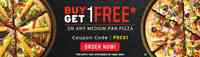 Buy 1 Get 1 on any Medium Pizza