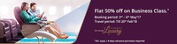 Flat 50% off on Business Class