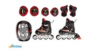 Ferrari FK33-1 Adjustable Skates Combo Set, Kids Size 30-33 (Black)