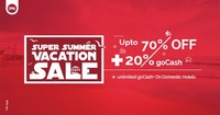 Goibibo super summer vacation sale : Up to 70% + 20% gocash on domestic hotels booking.