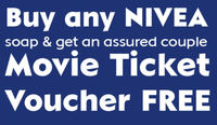 Buy Nivea soap or Deo and get assured couple movie ticket voucher upto Rs 300