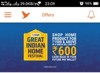 RS 600 cashback on shop on home product for rs 1500