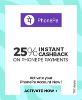 20% cashback (Max. Rs.350) through PhonePe / Extra 5% (Max.Rs.100) for Shopping groups (24-26 June)