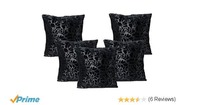 Warmland Premium Floral 5 Piece Velvet Cushion Set - 16"x16", Black 
