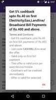 Flat 5% Cashback on Electricity,Broadband,Gas,Landline bill payment for new users
