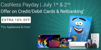 Extra 10% Instant discount on all Cards & Net Banking on the purchase of TVs, Appliances & more | 1-2 July