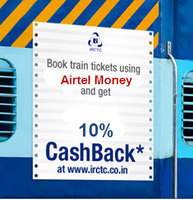 10% CashBack (Max. Rs.50) on IRCTC using Airtel Money