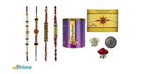Upto 90% Off on Rakhi Combos - Chocofarm Almond Chocolate ,95 Gm With 4 Rakhi, Greeting Card, Puja Coin, Kunku, Rice