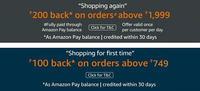 Amazon Now: Get ₹100 back on first order above ₹749 & ₹200 on repeat orders above ₹1999