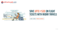 Freecharge : Save upto 500 on flight tickets with Akbar Travels