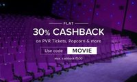 Flat 30% cashback on pvr tickets, popcorn and many more. 