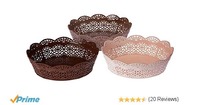 Nayasa Lacy 3 Piece Oval Plastic Fruit Basket Set, Beige, Peach and Chocolate @ Rs.199/-