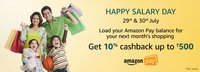 Load your Amazon Pay Balance Money or Amazon Pay Balance Gifts & Credits with ₹500 or more & Get 10% cashback as Amazon Pay Balance Gifts & Credits