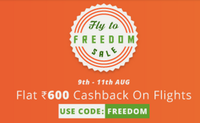 Flat 600 cashback on Domestic Flights