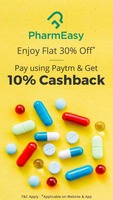 Get 30% off + 10% Cashback when you pay using Paytm @Pharmeasy