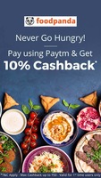 Flat 10% Cashback when you pay using Paytm at Foodpanda