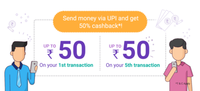 Get 50% Cashbacks on 1st & 5th UPI Transactions on PhonePe