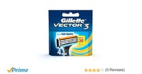 Lowest Price :- Gillette Vector 3 - 4 Cartridges at Flat 57% Off for Rs.100 [MRP Rs.230] 
