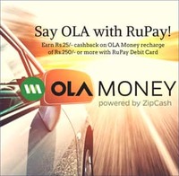 Ola Money Get Rs.25 cashback on Load money Rs250 using Paytm bank Virtual RuPay card