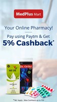 5% Cashback when you pay using Paytm Wallet at Medplus. Valid for All. No minimum transaction amount is required