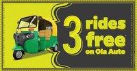 Ola Auto First 3 rides free (Ahmedabad, Indore, Nagpur and Bhubaneshwar)