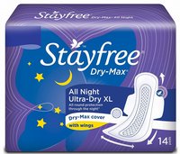 Stayfree Dry Max All Night Ultra Dry Napkins - 14 Pads (Extra Large) 