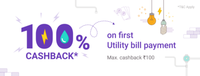 100% cashback on first utility bill payment (max 100)