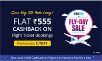 Flat Rs. 555 CASHNACK On Flight Ticket Booking