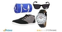 Combo Men's Casual Shoes GSC0461AMZ with Lotto Watch, Sunglass & Globalite Duffle Bag.