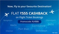 Flat Rs.555 CASHBACK ON Flight Tickets Booking ( all users available )