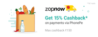 15% cashback (Max. Rs.150) on Zopnow through phonepe 