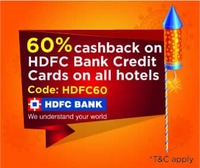 Get 60% cashback on All Hotels with HDFC Credit Cards