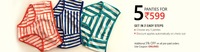 5 Panties at only Rs. 599 + Extra 5% Off on Prepaid Orders.